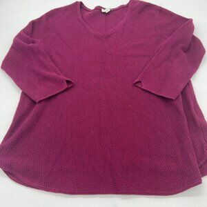 J Jill Purple V Neck Knit Lightweight Sweater Size M